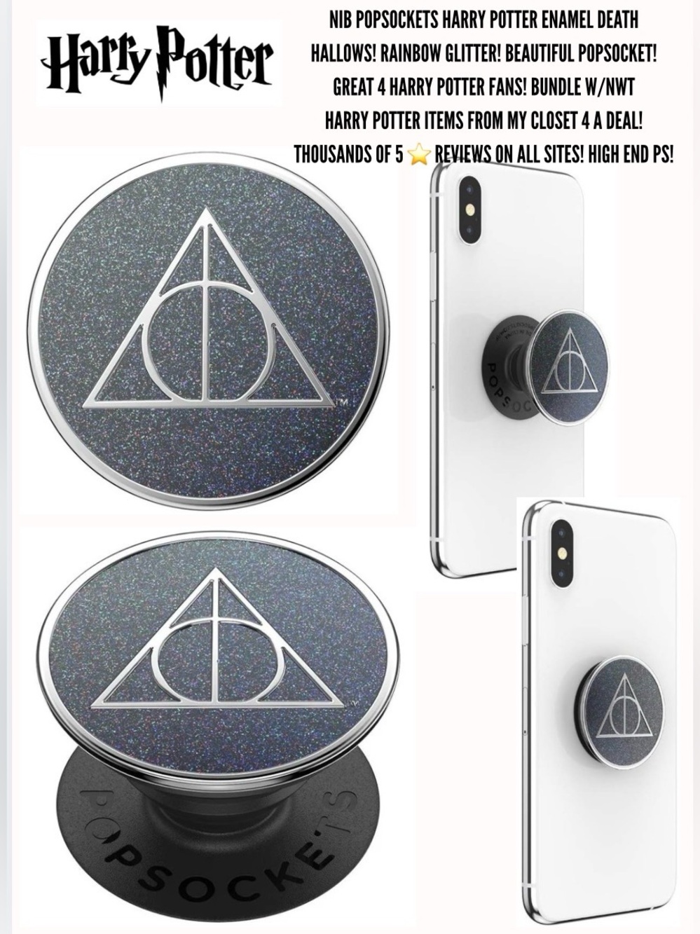 NIB HARRY POTTER DEATH HALLOWS POPSOCKET! RAINBOW! THOUSANDS OF 5 ⭐️ REVIEWS!